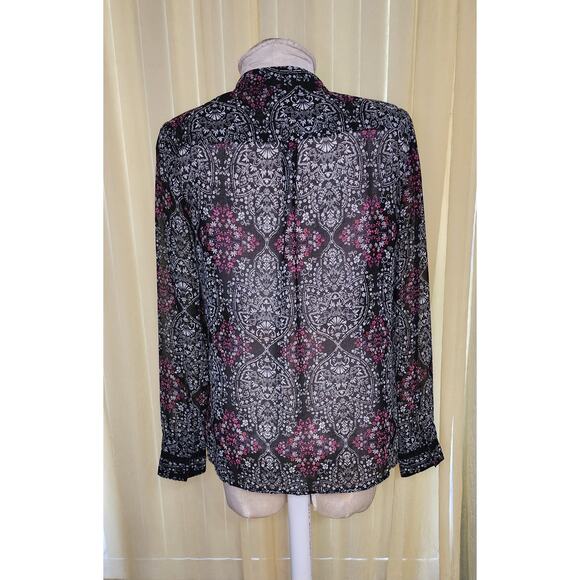KUT from The Kloth Camila Sheer Top Black/Fuchsia XS Boho - Picture 2 of 4
